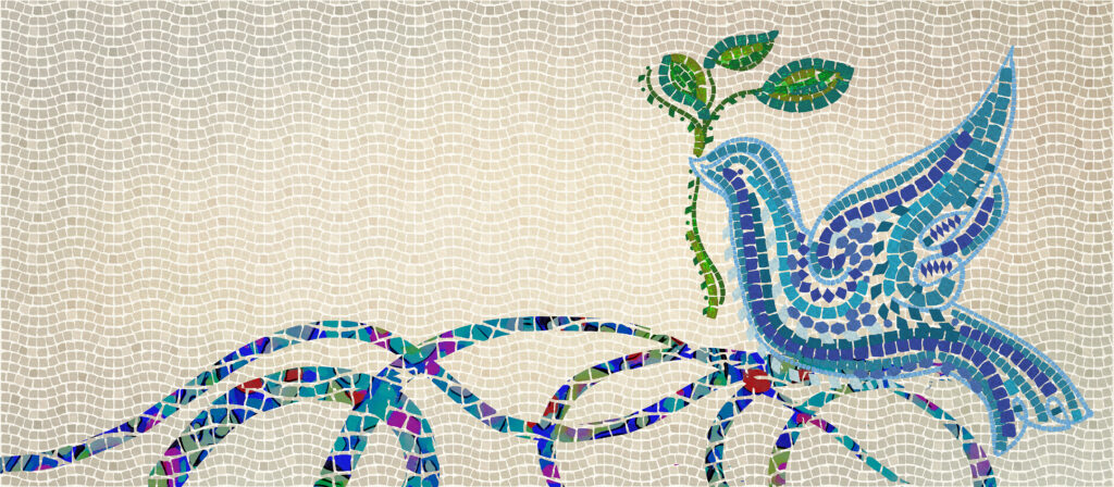 Dove of peace. Mosaic banner, design element